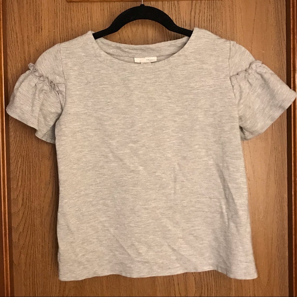 Light Gray Ruffle Sleeve top